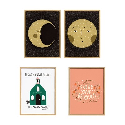 Sylvie Moon and Sun Gold and Black Canvas Print Set