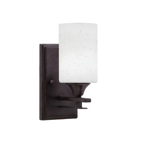 Toltec Lighting Uptowne 1 - Light Sconce in  Dark Granite with 4" White Muslin Shade - 1 of 1