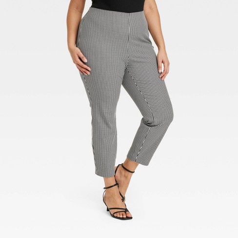 Women's Bi-stretch Skinny Pants - A New Day™ Black Gingham 18 : Target