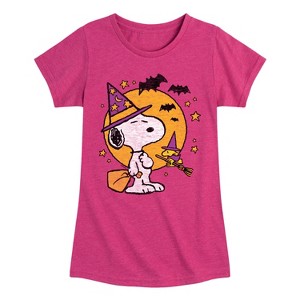 Girls' - Peanuts - Snoopy Woodstock Witchcraft Fitted Short Sleeve Graphic T-Shirt - 1 of 4