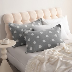 2 Pack Triple-Layer Cotton Pillow Shams, Breathable Thermal Yarn-Dyed Pillowcases - NTBAY - 1 of 4