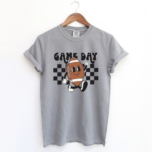 Simply Sage Market Women's Football Game Day Checkered Short Sleeve Garment Dyed Tee - 1 of 4