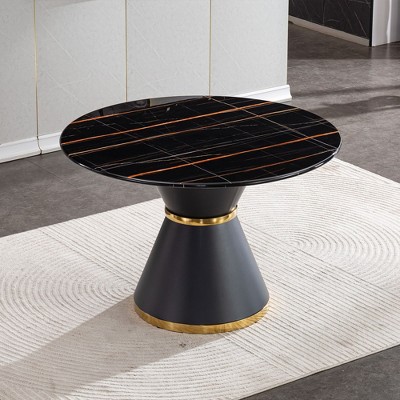 NicBex Round Dining Table 46.85" Modern Minimalist Marble Printed MDF Dining Table for Dining Room