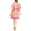 LA LEELA Women's Summer Plus Size Front Open Holiday Beachwear Mini Bathing Suit Duster Cardigan Holiday Coverups for Women 2X-3X Pink, Check - 3 of 4