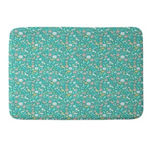 Deny Designs Lathe and Quill Dinosaurs Unicorns on Teal Memory Foam Machine Washable Bath Mat - 1 of 4