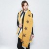 Slickblue Women's Oversized Scarf, Stars & Stripe Pattern, Mustard or Navy, Soft Acrylic, 25x75 Inch - 2 of 4