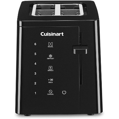 Black Stainless Steel Digital 2-Slice Toaster with Wide Slots