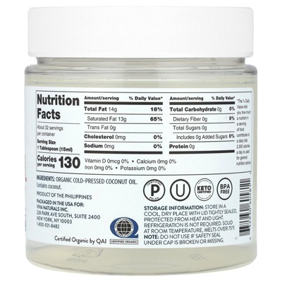 Viva Naturals Organic Extra-Virgin Cold-Pressed Coconut Oil, 16 oz