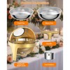 Commercial Food Warmer, Chafing Dish – 6.3 QT Round Roll Top Buffet Set, Stainless Steel with Glass Window for Catering Parties Banquets - 2 of 4