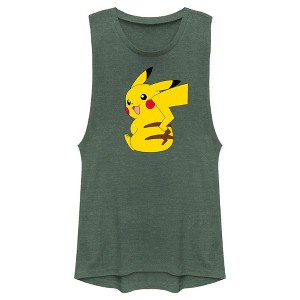 Juniors Womens Pokemon Pikachu Sitting Portrait Festival Muscle Tee - 1 of 4