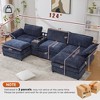 124" U-Shaped Modular Sectional Sofa with Chenille Upholstery, Storage Console, Wireless Charging, Bluetooth Speakers, Cup Holders, Movable Footstools - 2 of 4