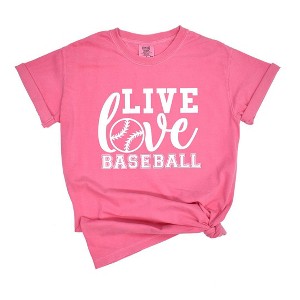 Simply Sage Market Women's Live Love Baseball Short Sleeve Garment Dyed Tee - 1 of 4