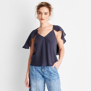 Women's Short Sleeve Cape Blouse - Future Collective - 1 of 3