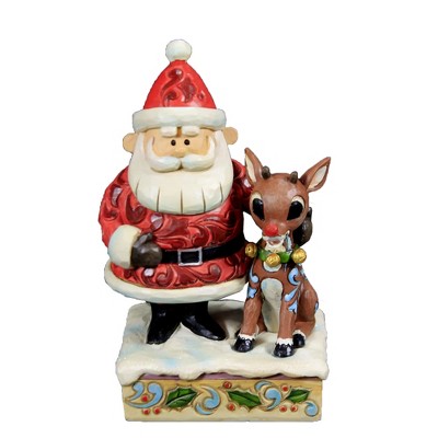 Jim Shore 6.0" Santa Hugging Rudolph Lit Nose Rudolph Red Nosed Reindeer  -  Decorative Figurines