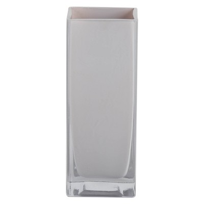 Vickerman 6" White Square Glass Vase