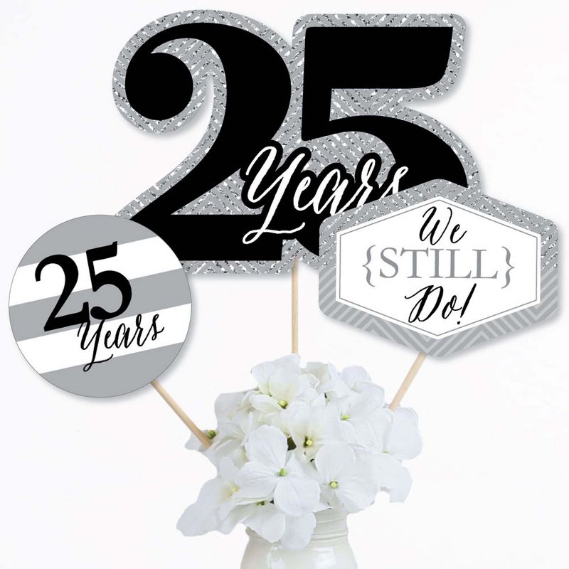 Big Dot of Happiness We Still Do - 25th Wedding Anniversary - Anniversary Party Centerpiece Sticks - Table Toppers - Set of 15, 2 of 8