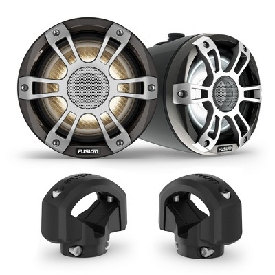 Garmin Fusion SG-FLT653SPW 6.5" Gray Sports Grille LED Black Tower Speakers with XS-MNTBP XS Series 6.5" Tower Speaker, Pair, Fits 2"-2.5" Bars