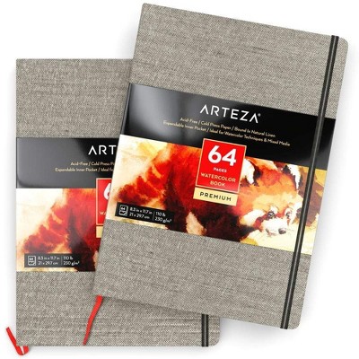 Arteza Watercolor Paper Pad, Beige Hardcover, 5.5x5.5, 88 Pages - 3 Pack