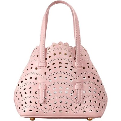 FATMOON Hollow Out Small Basket Bags for Women PU Leather Handbag with Inner Bag Shoulder Crossbody Bag for Beach Summer Travel