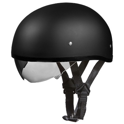 Daytona Helmets Skull Cap Half Helmet w/ Inner Shield & Carry Bag For Motorcycles, Choppers, Dirtbikes, & ATVs, Fits Adult Men & Women, XL, Dull Black