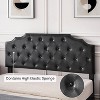 Upholstered Leather Full Size Platform Bed Frame with 2 Storage Drawers Curved Button Tufted Design Headboard Heavy Duty No Box Spring Needed, Black - 4 of 4