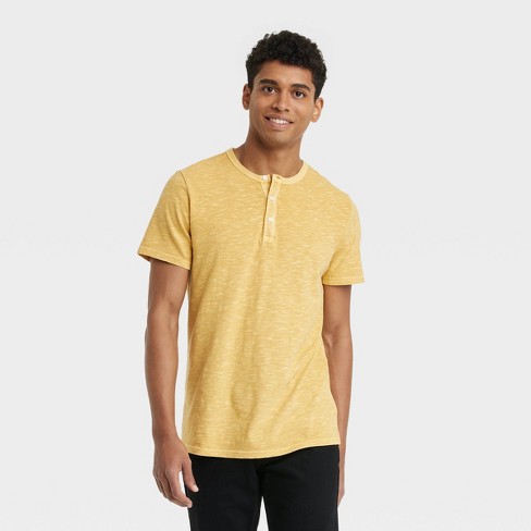Men's Short Sleeve Henley Shirt - Goodfellow & Co™ Yellow L : Target