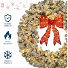 Artificial Christmas Wreath with Bow, Pre-Lit Winter Wreath with LED Light, Indoor Outdoor Holiday Xmas Decorations - 4 of 4