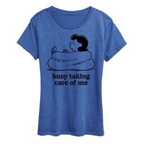 Women's - Peanuts - Busy Taking Care Of Me Short Sleeve Graphic T-Shirt - 1 of 4