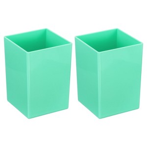 Unique Bargains Square Plastic Pencil Pen Makeup Brush Holder Desktop Organizer 2 Pcs - 1 of 4