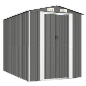 vidaXL Galvanized Steel Garden Shed, Outdoor Tool Storage with Slid Gate, Spacious Interior, Ventilated Design - Light Gray, 75.6"x107.9"x87.8" - 1 of 4