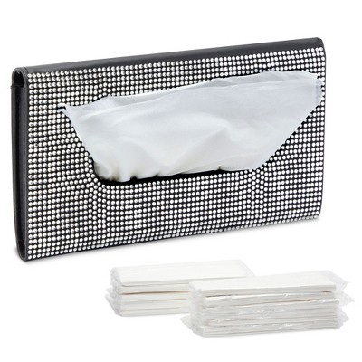 Zodaca Sun Visor Tissue Holder for Car, 12 Bags of Refill Tissues, Silver, 24 Sheets Each