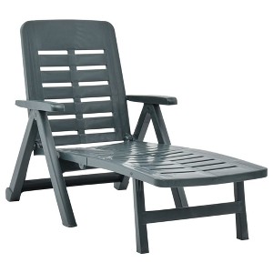 vidaXL Folding Sun Lounger Plastic Green - 1 of 4