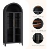 5-Tier Arched Pantry Storage Cabinet, Farmhouse Display Adjustable Shelf with 2 Glass Doors, Cupboard for Kitchen Dining Room Living Room - 3 of 4