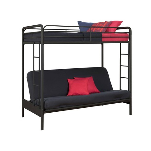 Red metal bunk bed deals twin over full