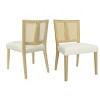 Rattan Armless Dining Chair Set of 2,Upholstered Dining Chair with Rattan Back,Mid Century Rubberwood Dining Chair for Kitchen-Koiai - 2 of 4