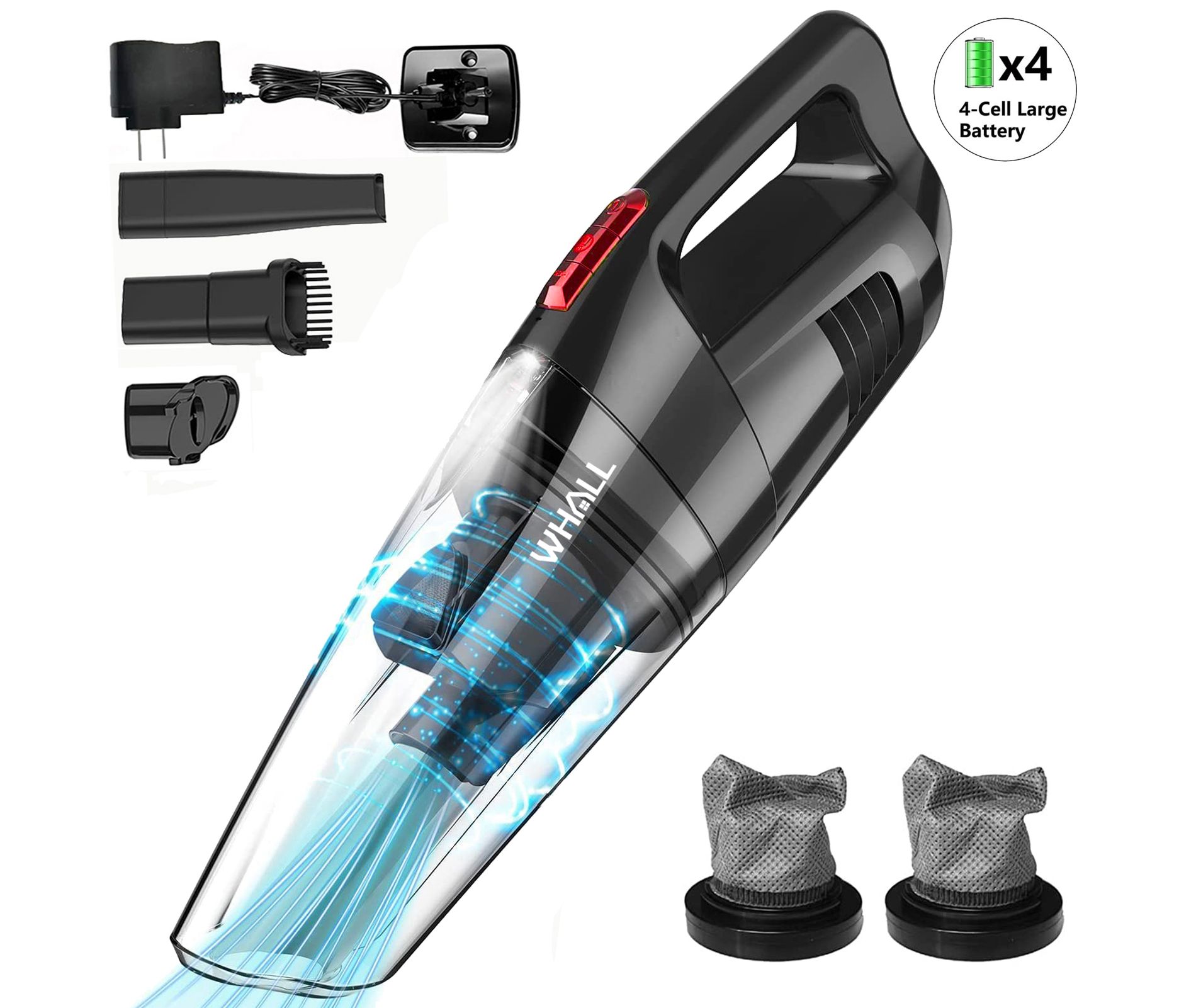 WHALL Handheld Vacuum Cleaner, 8500PA Suction, Wet Dry Vacuum Cleaner Cordless with LED Light, Portable Car Vacuum Cleaner for Home & Office