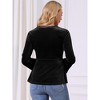 INSPIRE CHIC Women's Winter Velvet Long Sleeve V Neck Button Down Elegant Peplum Casual Blouse - 4 of 4