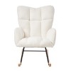 Gulches Ivory White Teddy Fabric Tufted Glider Rocking Chair, Metal Frame & Rubber Wood Legs, 300 lbs Capacity for Living Room & Bedroom - 2 of 4