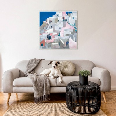 Santorini Seashore Abstract Canvas Print with Beaded Frame, 30" x 30"