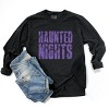 Haunted Nights Block Distressed - Women's Garment Dyed Long Sleeve Graphic T-Shirt - 2 of 4