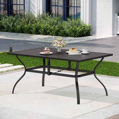 Captiva Designs 1pc Outdoor Patio Dining Steel Table with Umbrella Hole for 6