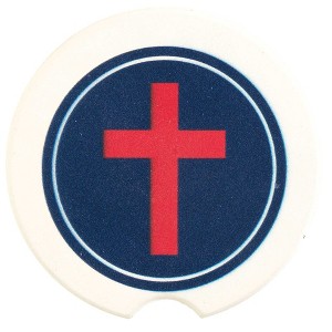 Dicksons Cross Christian Flag Red, White, and Blue 2.5 Inch Ceramic Car Coasters Pack of 2 - 1 of 2