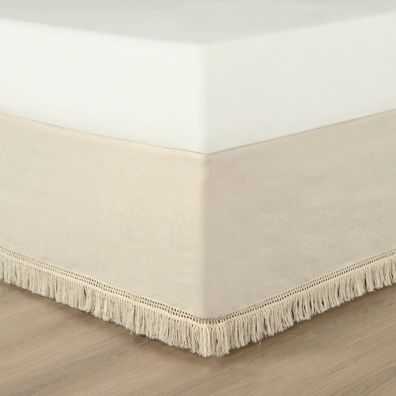 Lush Décor 15" Boho Fringe Tailored Drop Easy Fit Bed Skirt, 1 of 5