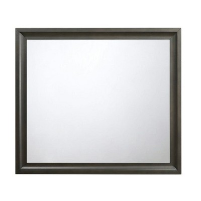 Antique Gray Rectangular Wood Framed Mirror