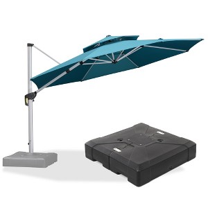 PURPLE LEAF 10/11/12/13ft Outdoor Patio Cantilever Umbrella with Base Offset Umbrella 360 Degree Rotation Round Umbrella for Deck Pool Garden - 1 of 4