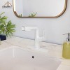 CASAINC Deck Mounted Single Hole 1 Handle Mid-Arc Bathroom Sink Faucet with Pull Down Sprayer, Matte White - 2 of 4