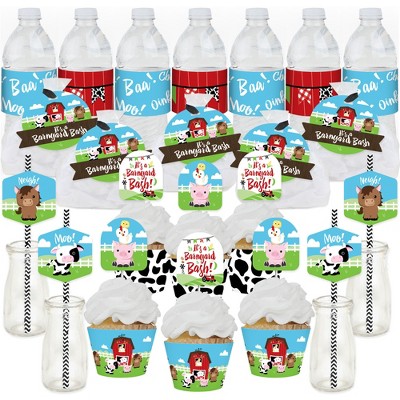 Big Dot of Happiness Farm Animals - Barnyard Baby Shower or Birthday Party Favors and Cupcake Kit - Fabulous Favor Party Pack - 100 Pieces