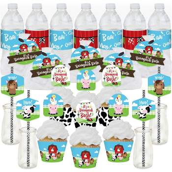 Big Dot of Happiness Farm Animals - Barnyard Baby Shower or Birthday Party Favors and Cupcake Kit - Fabulous Favor Party Pack - 100 Pieces