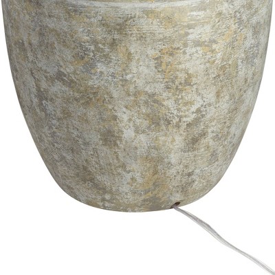 Southwest Rustic Faux Stone Table Lamp with Cream Linen Shade