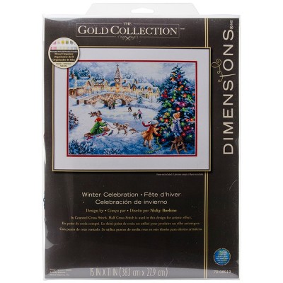 Dimensions Gold Collection Counted Cross Stitch Kit 16"X12"-Winter Celebration (16 Count)